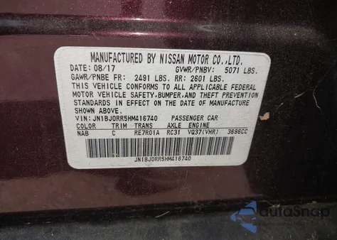 2017 Infiniti Qx50 z USA, uszkodzony, nr VIN JN1BJ0RR5HM416740